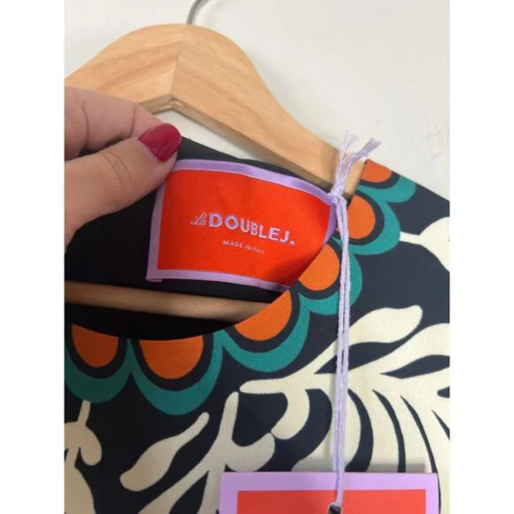 NWT La Double J Mini Supreme Swing Long Fluted Sleeves Dress Black Size: Medium - Picture 5 of 9